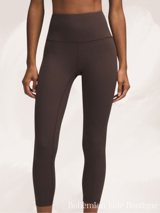 lululemon athletica Pants - Lululemon Wunder Train Ribbed High-Rise Crop 23” Leggings NWT Size 10 Espresso